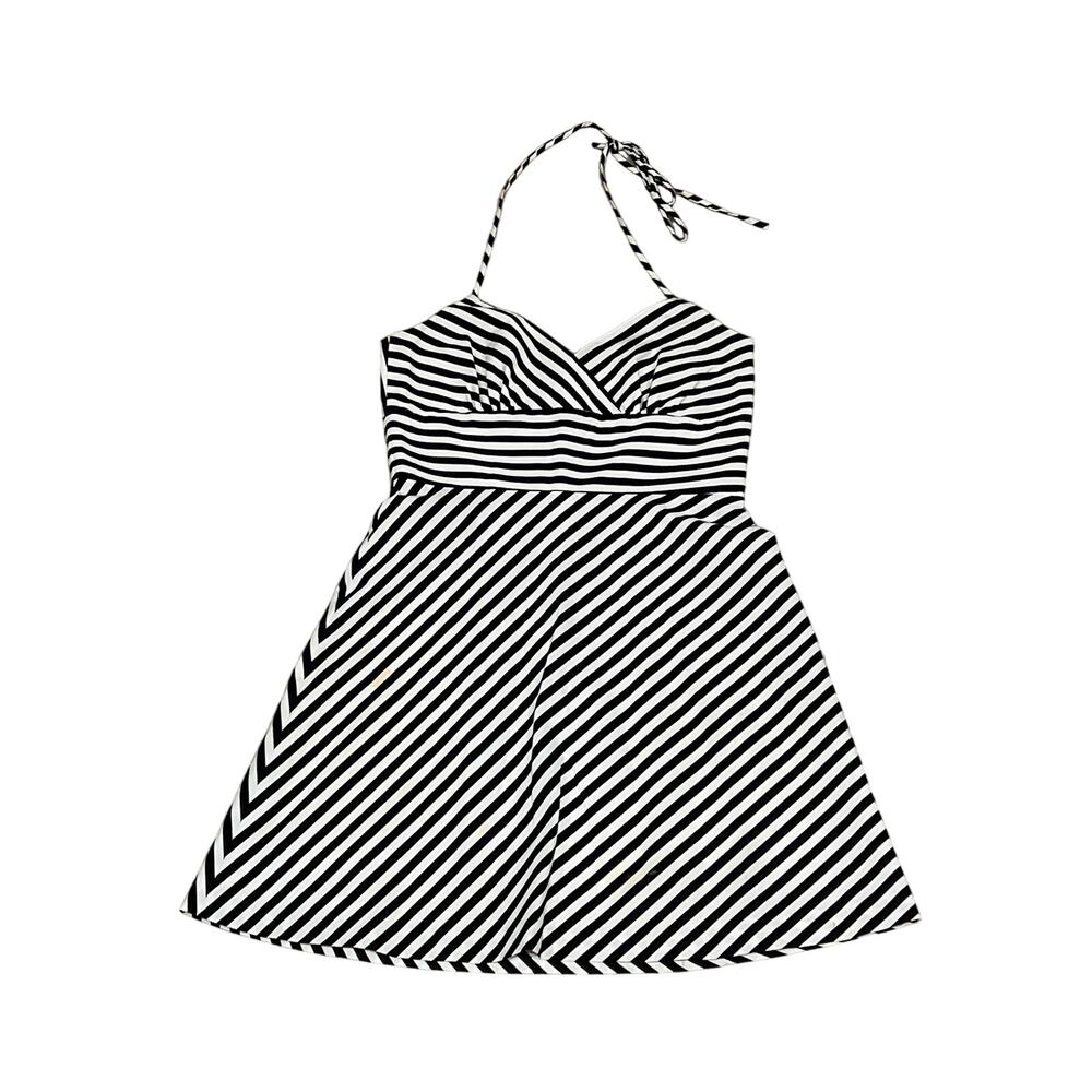 White House Black Market, Black and White Halter Mini Dress, Size S, KB206